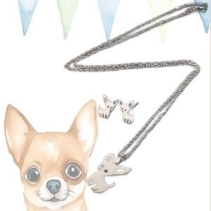 CHIHUAHUA Dog Jewelry Set Necklace Earrings Stainless Steel